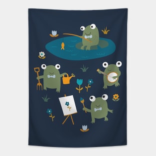 Froggy Fun - cute frogs by Cecca Designs Tapestry