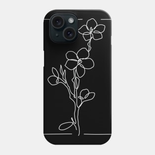 Cherry Blossoms Line Drawing - White Phone Case