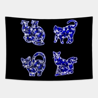 Crystal Group Cat (blue) Tapestry