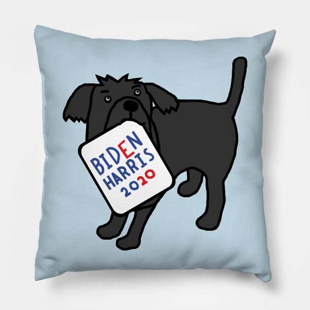 Cute Dog with Biden Harris Sign Pillow by ellenhenryart