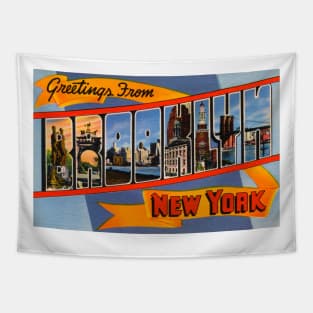 Greetings from Brooklyn, New York - Vintage Large Letter Postcard Tapestry