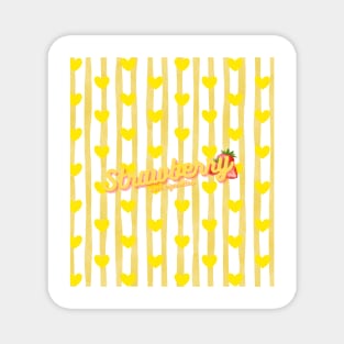 Strawberry Yellow Stripes Pattern Magnet