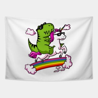 T-Rex Dinosaur Riding Unicorn Tapestry