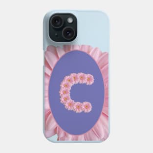 Floral Letter C Pink Gerbera Daisy Monogram Phone Case