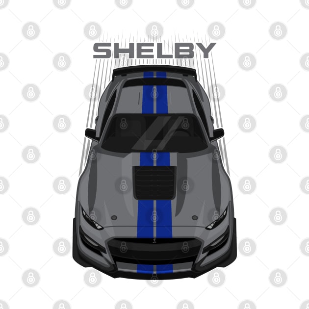 Ford Mustang Shelby GT500 2020-2021 - Magnetic Grey - Blue Stripes by V8social