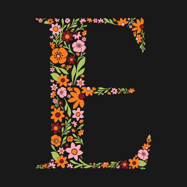 Retro Floral Letter E by zeljkica