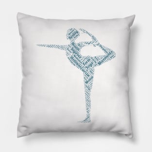 Yoga Excercise in Form Silhouette Shape Text Word Cloud Pillow