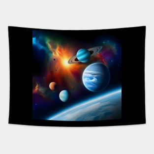 Galactic Dreams: Celestial Planets in Space Tapestry