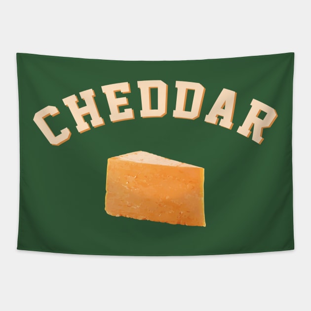 Cheddar funny college team cheese block logo Tapestry by terrybain