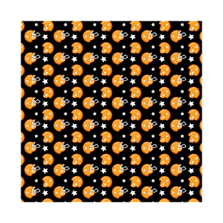 Orange on Black American Football Helmet Pattern T-Shirt