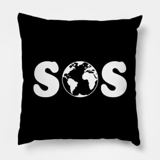 SOS – Earth Overshoot Day / Climate Change (White) Pillow