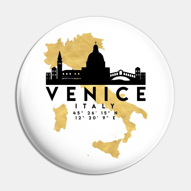 Venice Italy Skyline Map Art Pin by deificusArt