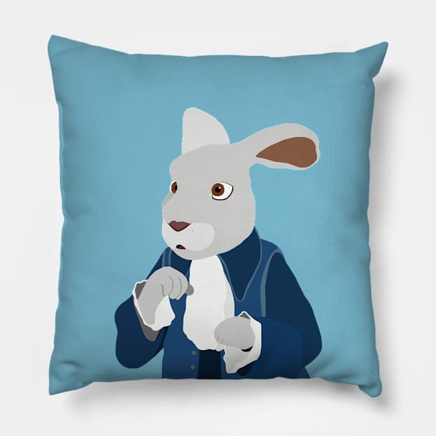 White Rabbit Pillow by ElviaMontemayor