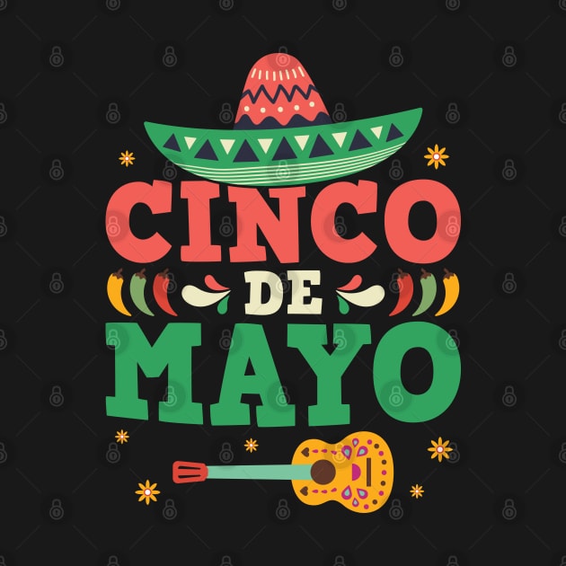 Cinco De Mayo Mexican Hat Sombrero Guitar by Peco-Designs