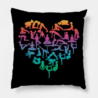 Colorful Yoga Poses Heart Pillow