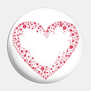 Red Heart from Paw Prints Pin