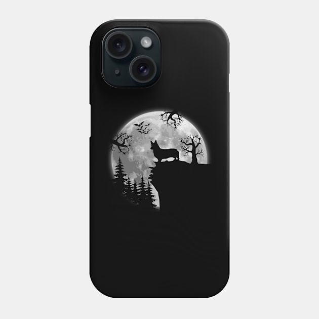 Corgi And Halloween Moon Phone Case by celestewilliey