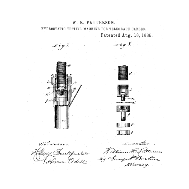 Machine for Telegraph Cables Vintage Patent Hand Drawing by TheYoungDesigns