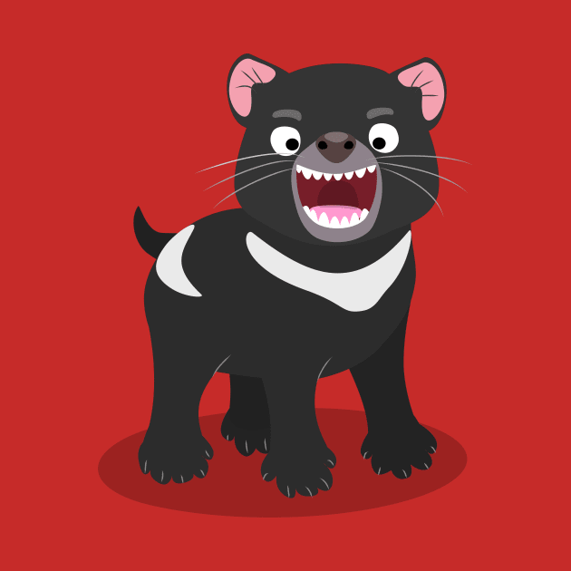 Cute hungry Tasmanian devil cartoon illustration by FrogFactory