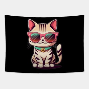 Funny Cat with sunglasses cartoon Tapestry