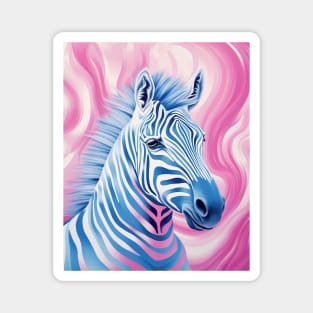 Pink and Blue Zebra Magnet