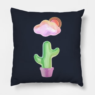 Cute Potted Cactus Under Desert Sun Pillow