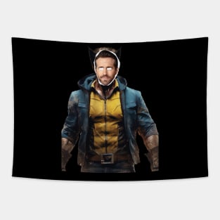 Wolverine wearing Ryan Reynolds face Tapestry