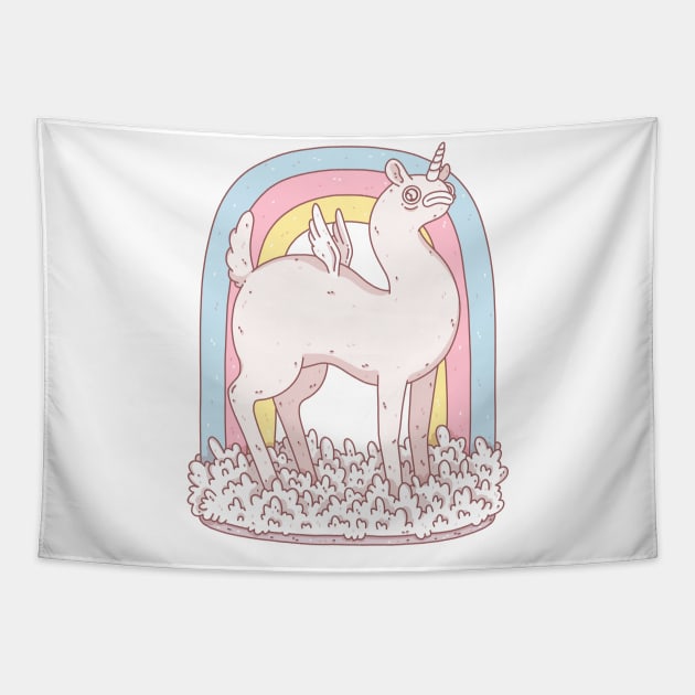 sad unicorn Tapestry by odsanyu