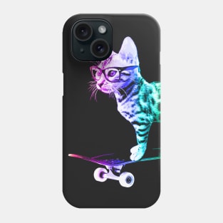 Rainbow Skateboard Cat Phone Case