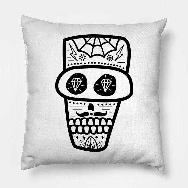 Day of the Dead Sugar Skull Pillow by Kyle O'Briant