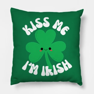 Kiss Me I'm Irish Kawaii Shamrock St Patricks Day Funny Pillow