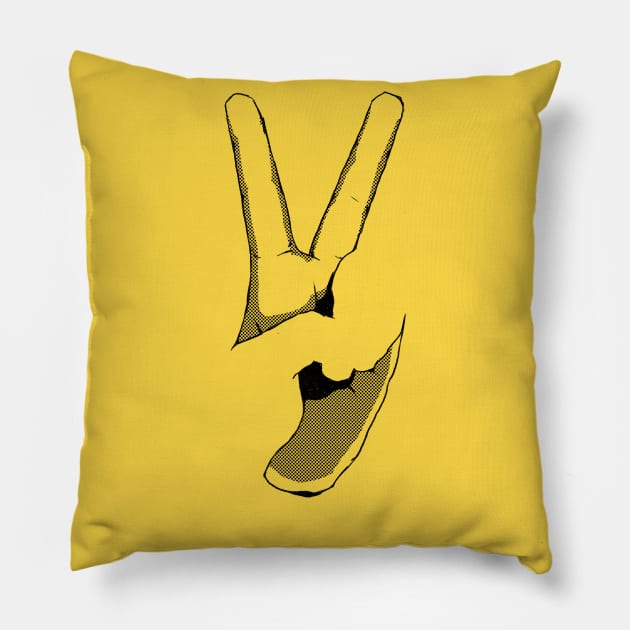 Peace, victory, either/or/neither Pillow by crimmart