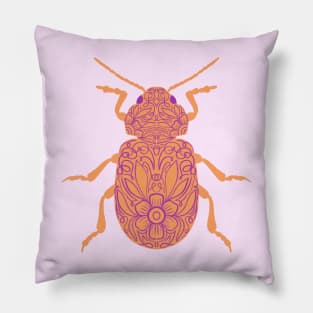 Orange Floral Beetle Pillow