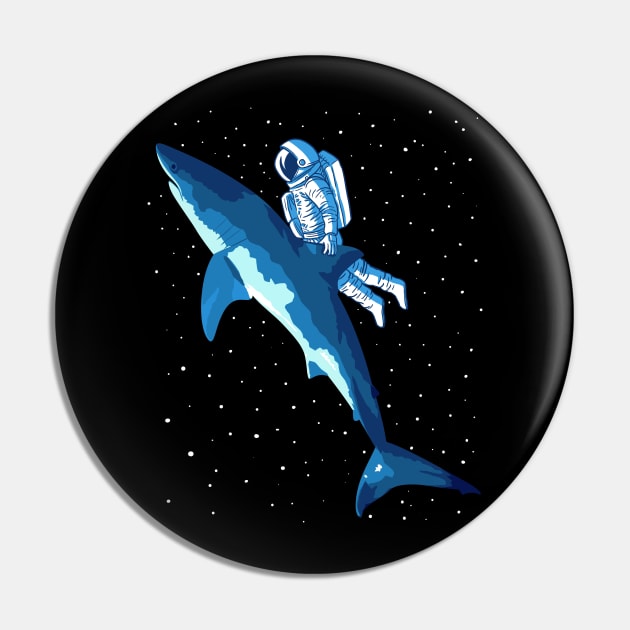 Astronaut on white shark Pin by albertocubatas