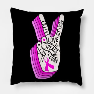 Faith Hope Love Peace Breast Cancer Awareness Gift Pillow