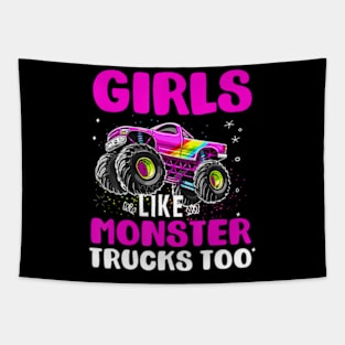 Monster Truck Girls Like Monsters Too Birthday Kids Tapestry