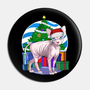 Sphynx Cat Santa Christmas Gift Pin