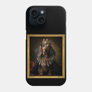 Graceful Long Haired Dachshund - Medieval German Queen  (Framed) Phone Case