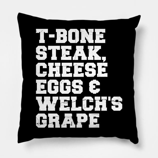 T-Bone Steak, Cheese Eggs, Welch's Grape - Guest Check Pillow by Nrsucapr