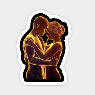 The Main Focus is a Close-up Portrait of Two Silhouettes Magnet