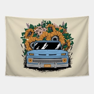 Sunflower Truck Tapestry