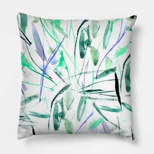 Tuscan bushes - watercolor leaves abstract nature Pillow