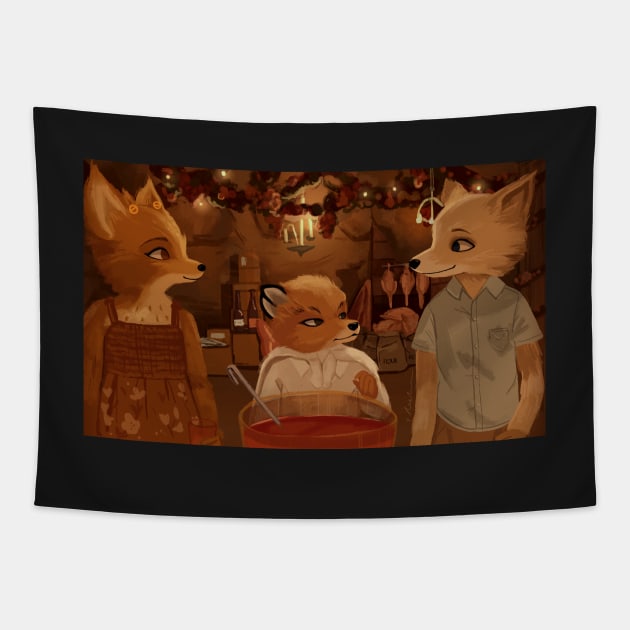 Fantastic Mr Fox Tapestry by curiousquirrel