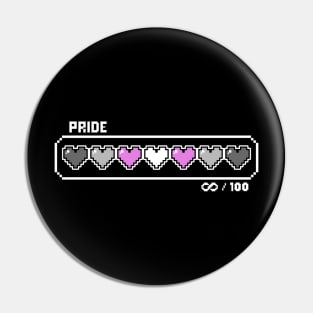 Demigirl Pride Videogame Life Bar Hearts Pin