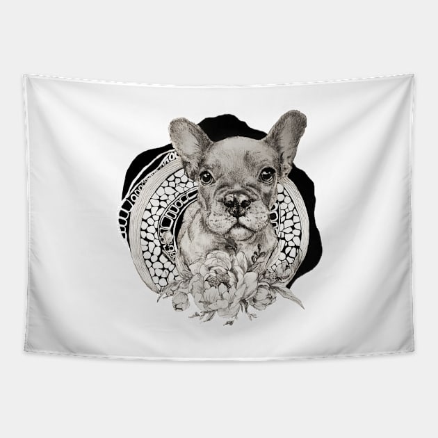 French Bulldog Art Print Tapestry by honeylli