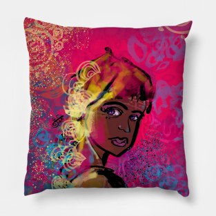 Girl with glowing face Pillow