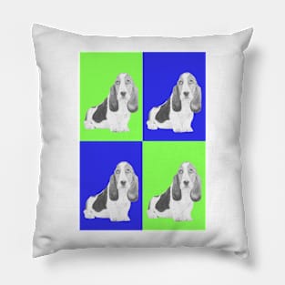 Basset Hound Puppy in blue and green Pillow