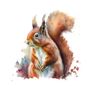 Red Squirrel Watercolour T-Shirt