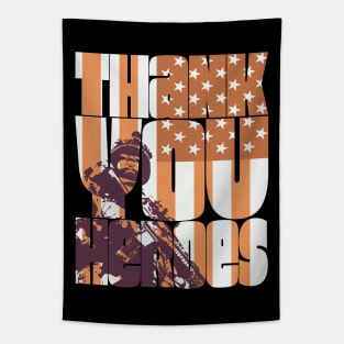 Thank You Heroes Soldier American Flag Tapestry