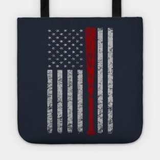 Vintage American Flag Baseball Bat Distressed Grunge Design Tote